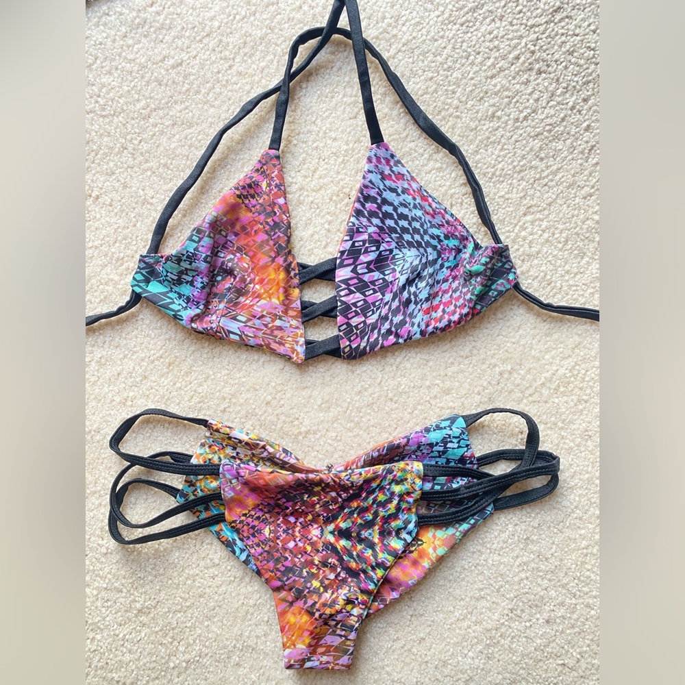 Two-piece bikini swimsuit blue,yellow,black, green, orange, white, turquoise